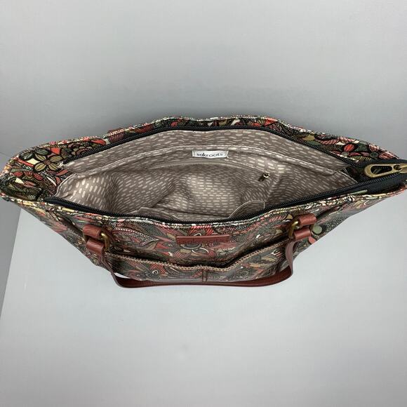 Sakroots Polyvinyl Floral Multi-Pocket Double Strap Handbag Purse - Picture 10 of 12